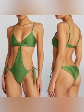 Olive Green Tie-Front One-Piece Swimsuit CULT GAIA